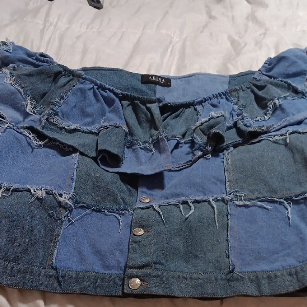 Blue Patchwork Denim Shirt